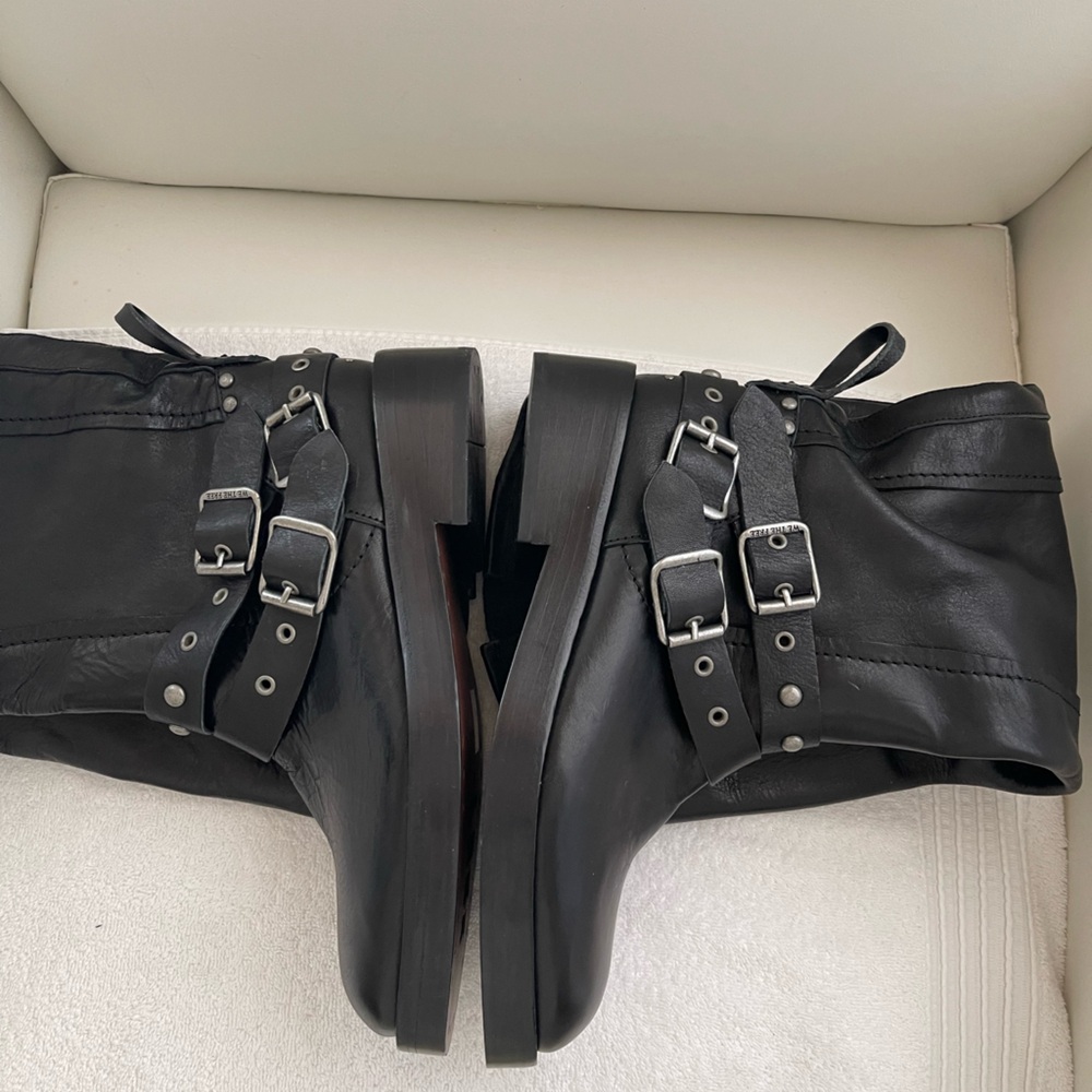 NEW FREE PEOPLE We The Free Janey Tall Engineer Boots - Picture 12 of 13